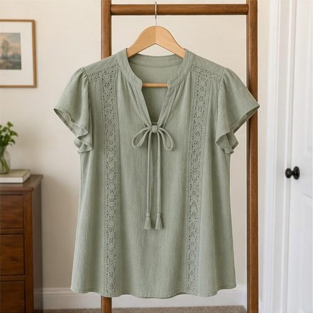 Sage Tie Neck Blouse